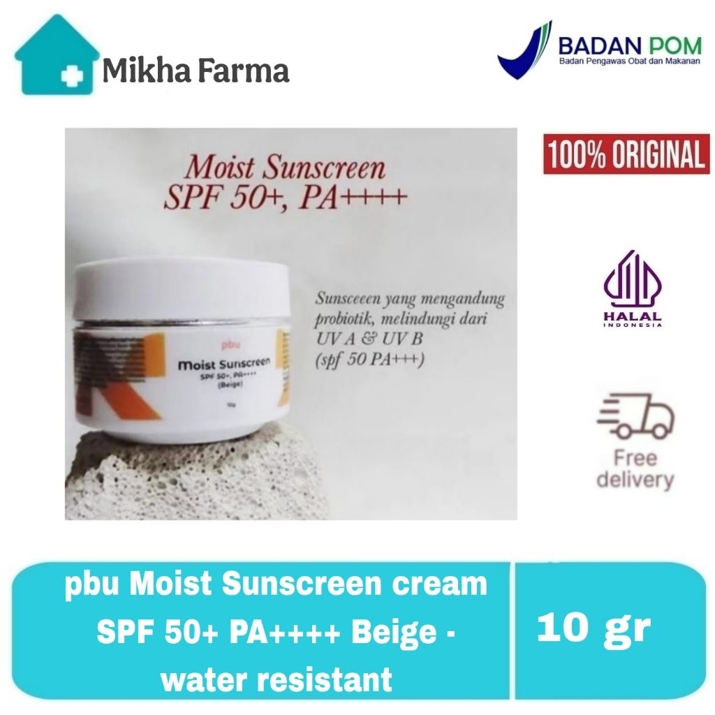 pbu Moist Sunscreen cream SPF 50+ PA++++ Beige - water resistant - BPOM