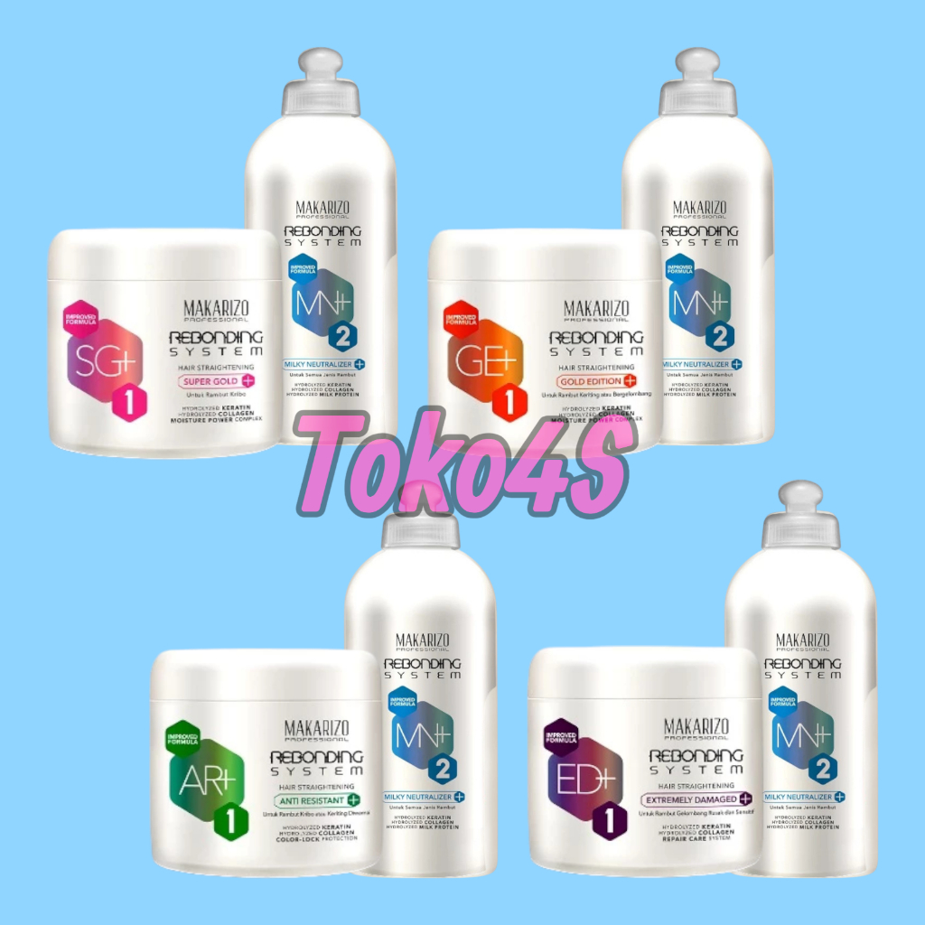 (1SET) MAKARIZO Rebonding System [Step1+Step2] 500ml / Smoothing Pelurus Rambut