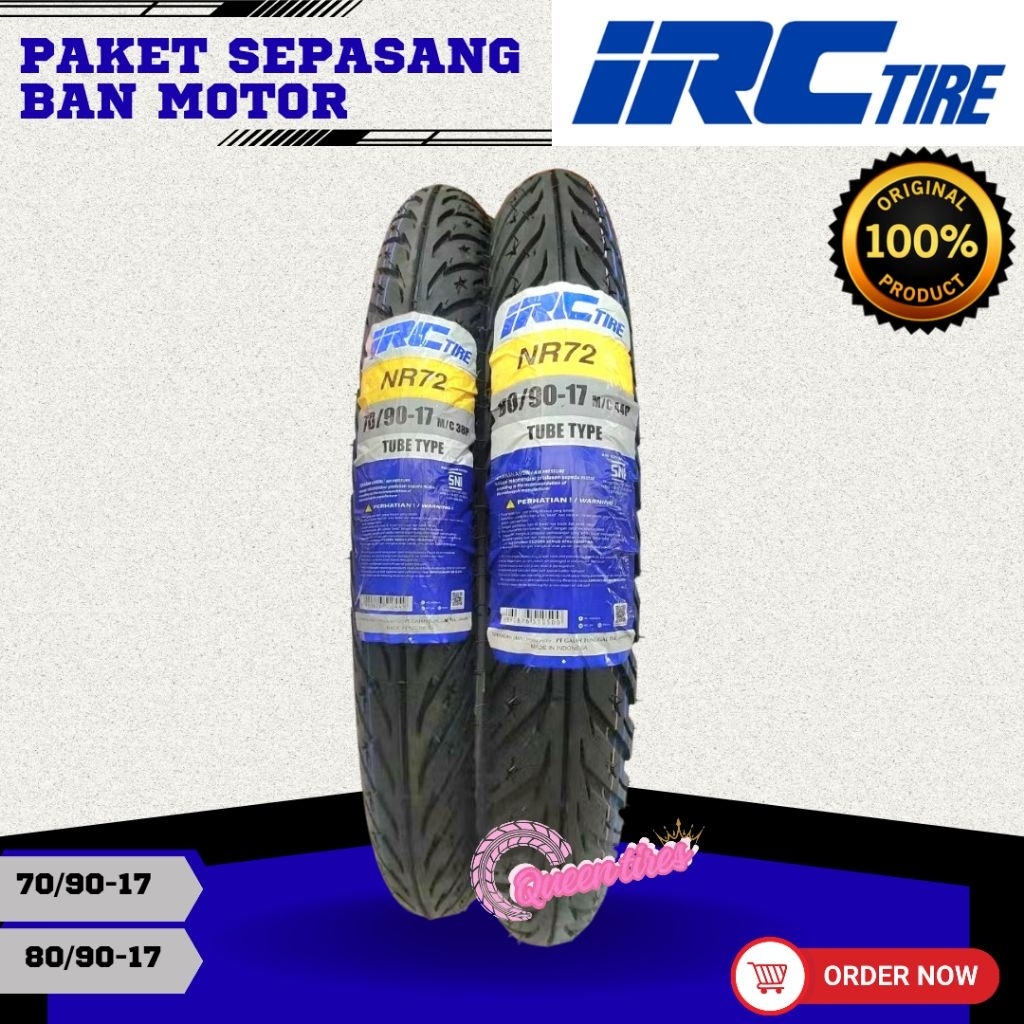 Paket Ban Non Tubeless Irc Sepasang 70/90-17 & 80/90-17 Motor Supra X 125 Revo Blade Jupiter Vega Zr