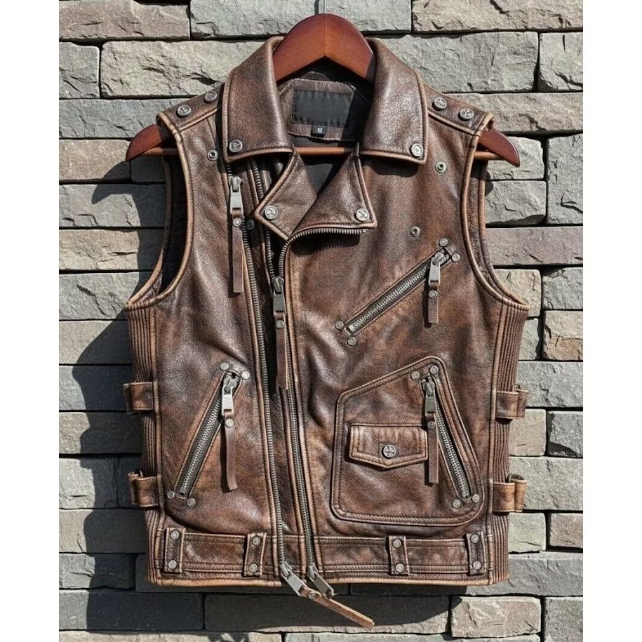vest kulit asli rompi motor Harley Davidson kualitas import