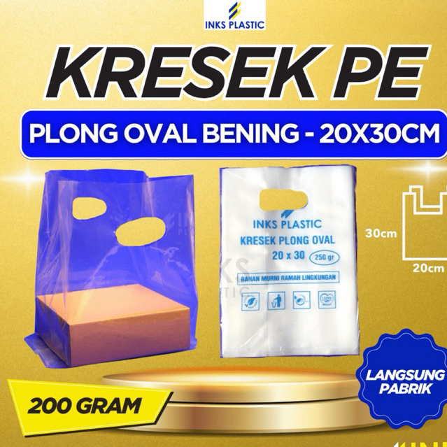 KRESEK PE BENING 20x30 PLONG OVAL KANTONG BENING TRANSPARAN TEBAL