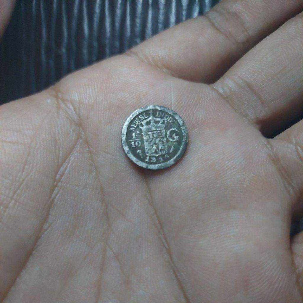 Koin perak 1/10 Gulden 1914 vf ori