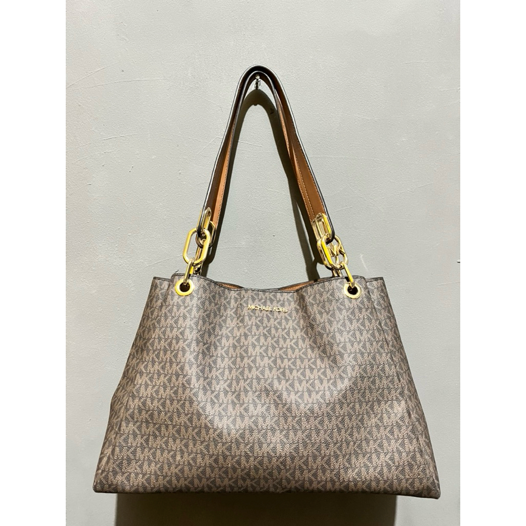 Michael Kors Trisha Large Logo Shoulder Bag Brown (preloved)