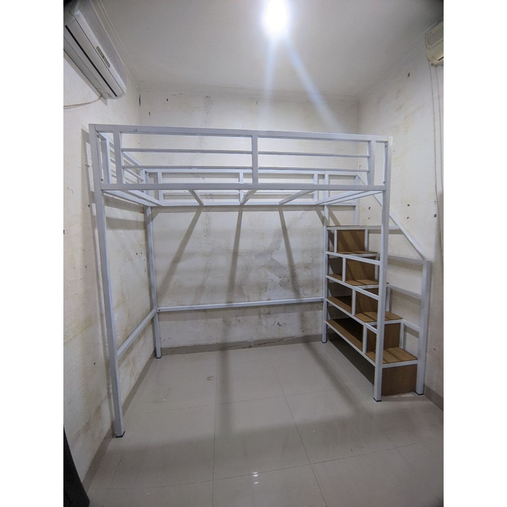 ranjang loft bed mejanin mezzanine termurah bahan dari besi tebal