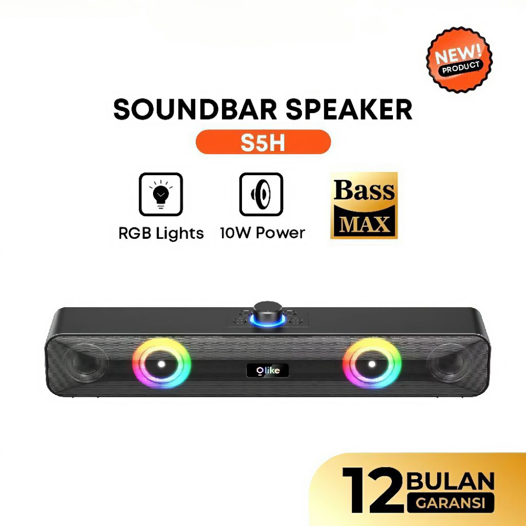 Speaker Bluetooth Wireless Soundbar Olike S5H 1200mAh 10W Stereo RGB Light
