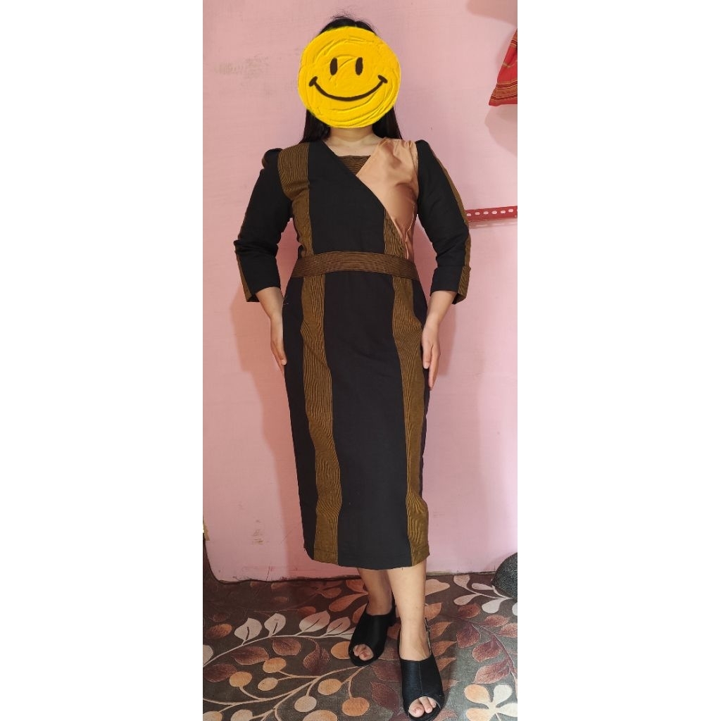 dress kombinasi tenun