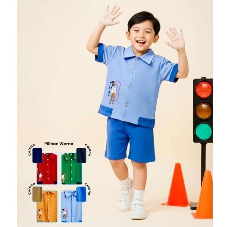 Setelan kemeja baby terry AISON Bordir - Baju anak laki-laki