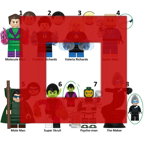 Marvel Fantastic Four 4 Molecule Mole Psycho Man Franklin Valeria Richards Spiderman Bombastic Bag S