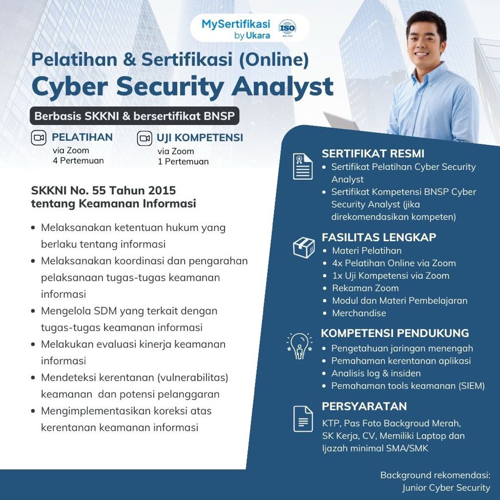 Pelatihan & Sertifikasi BNSP Cyber Security Analyst - Online