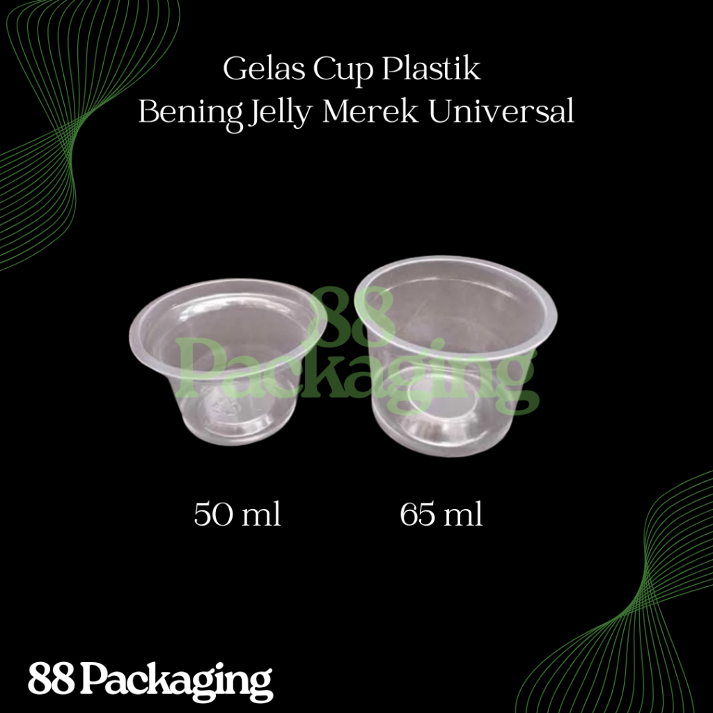 [50 PCS] Gelas Cup Plastik Bening JELLY 50 ml/65 ml Merek Universal