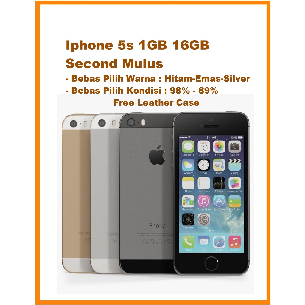 Iphone 5s 1GB 16GB Second Mulus Original Wifi Only Bebas Pilih Free Leather Case