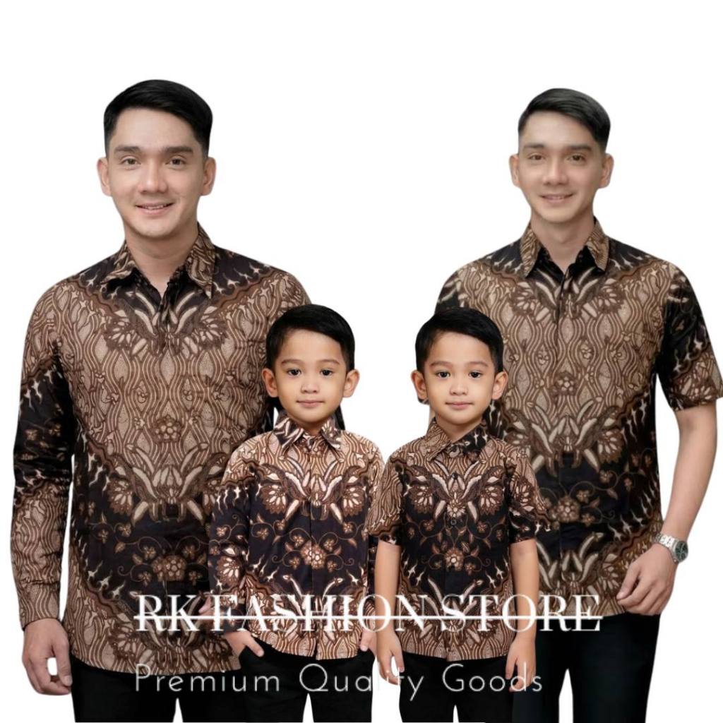 Couple Sweet Batik Couple Ayah Dan Anak Laki-laki - Motif Albar Abu - Batik ABu Grey Silver - Batik 
