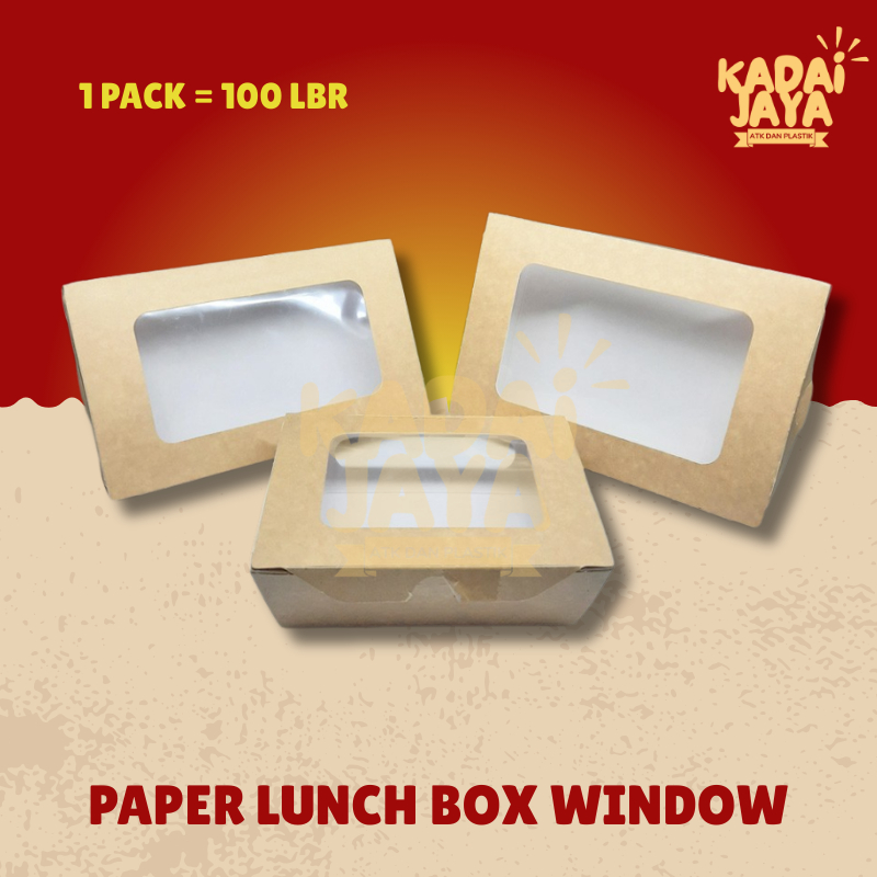 PAPER LUNCH BOX KRAFT M WINDOW / PAPER LUNCH BOX KRAFT COKELAT JENDELA / BOX KOTAK NASI COKLAT 1 Pac