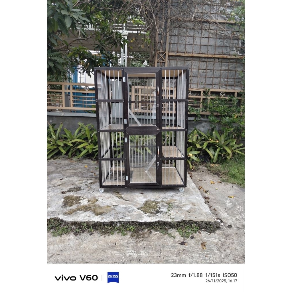 kandang kucing alumunium 2 kamar