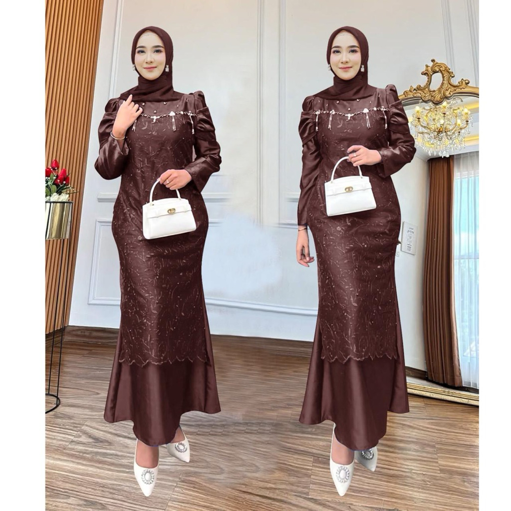 GAMIS DUYUNG MERMAID NAIMAH ( M L XL XXL ) GAMIS PESTA MODEL TERBARU BAJU PESTA MUSLIM SERAGAM ACARA
