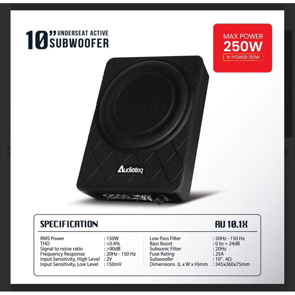 SUBWOOFER KOLONG AUDIOTEQ 10” SUB KOLONG AUDIOTEQ AKTIVE SUBWOOFER KOLONG 10 INCH AUDIOTEQ