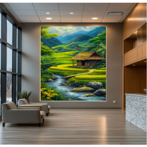 Stiker Alam Pedesaan  - Wallpaper Pemandangan Alam - Stiker Penyejuk Ruang Tamu - Hiasan Dinding