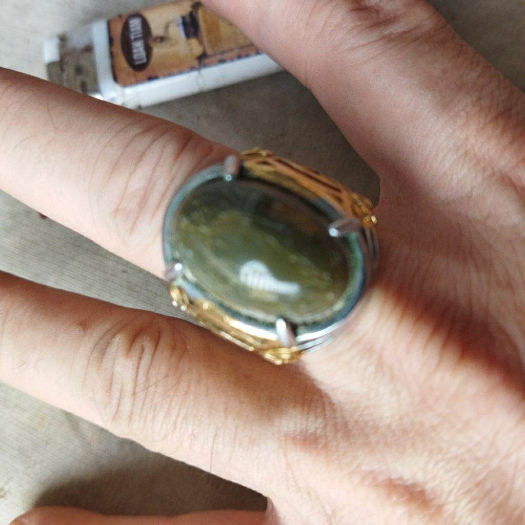 Vintage Cincin Ring Kuningan Batu Akik