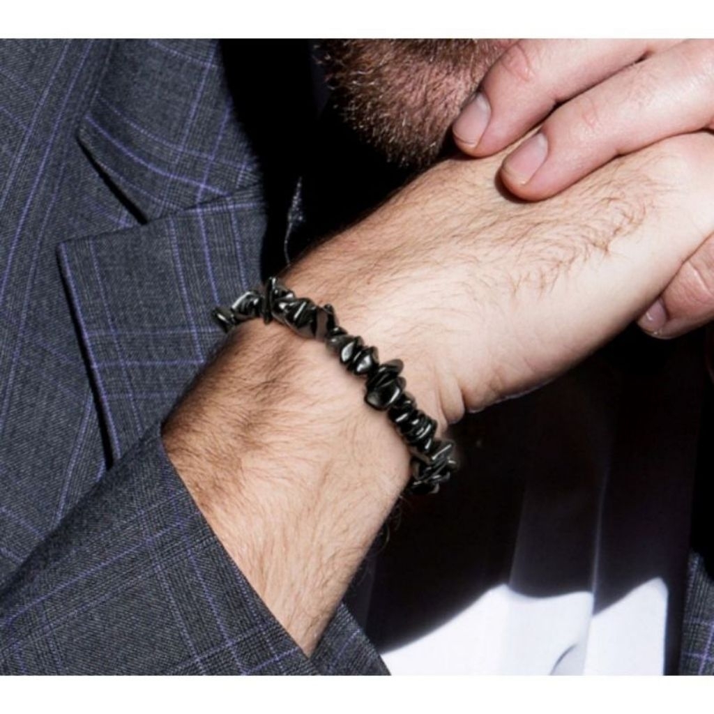 gelang batu krikil obsidian hitam