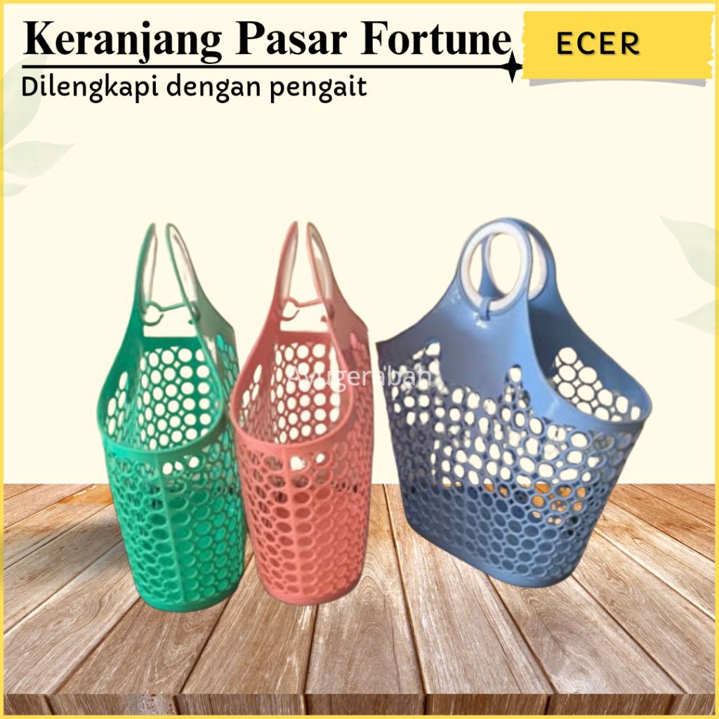 KERANJANG PASAR FORTUNE/ TAS BELANJA/ KERANJANG SAYUR/ KERANJANG PARSEL/ TAS JINJING PLASTIK ELASTIS