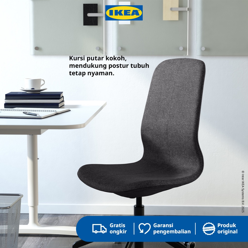 IKEA LANGFJALL Kursi Kerja/Rapat Minimalis Gunnared Abu Tua/Hitam