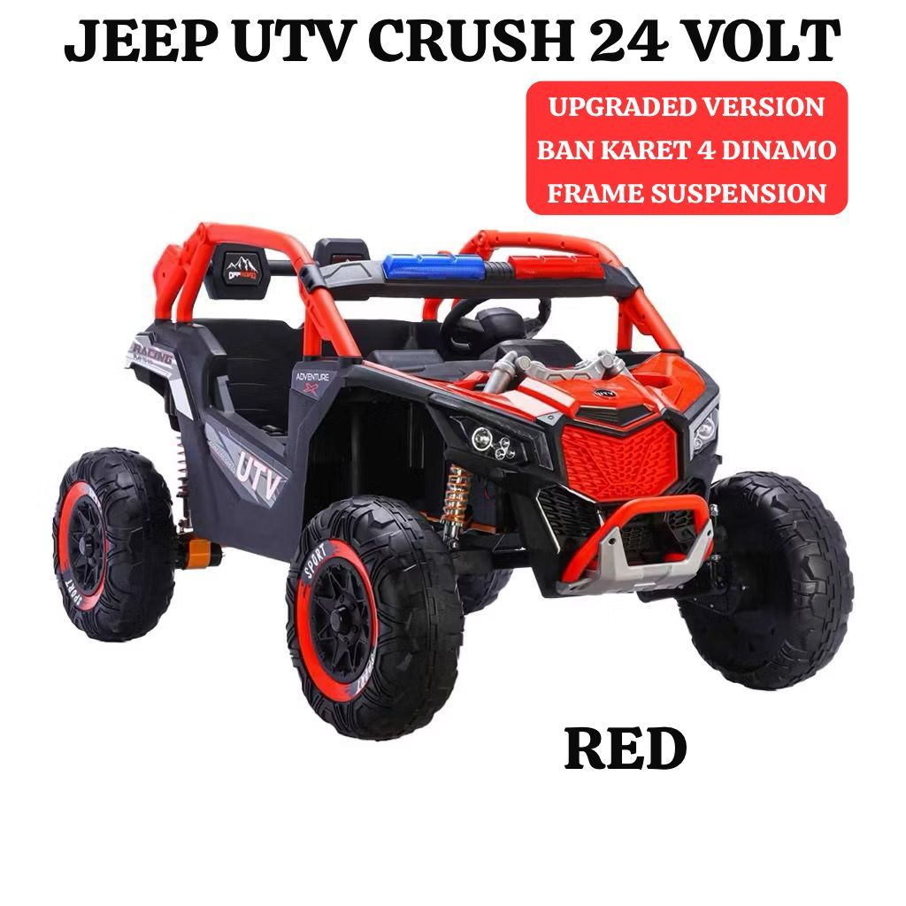 GOSEND Mobil Aki Anak JEEP UTV CRUSH 24 VOLT Ban Karet Mainan Mobil Aki
