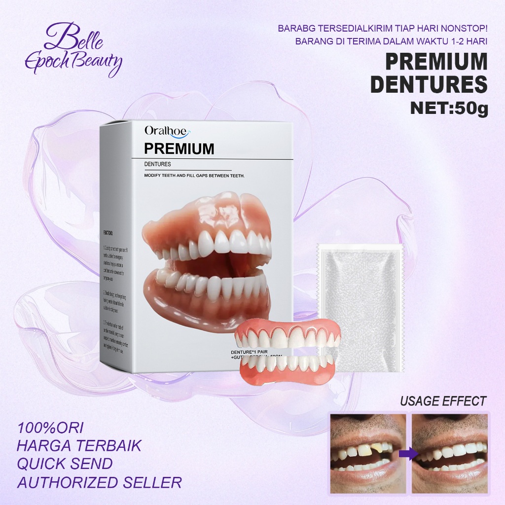 Oralhoe Gigi Palsu Lepas Pasang 1set - Gigi Palsu Senyum Sempurna Gigi Veneer Gigi Palsu Instan Lang
