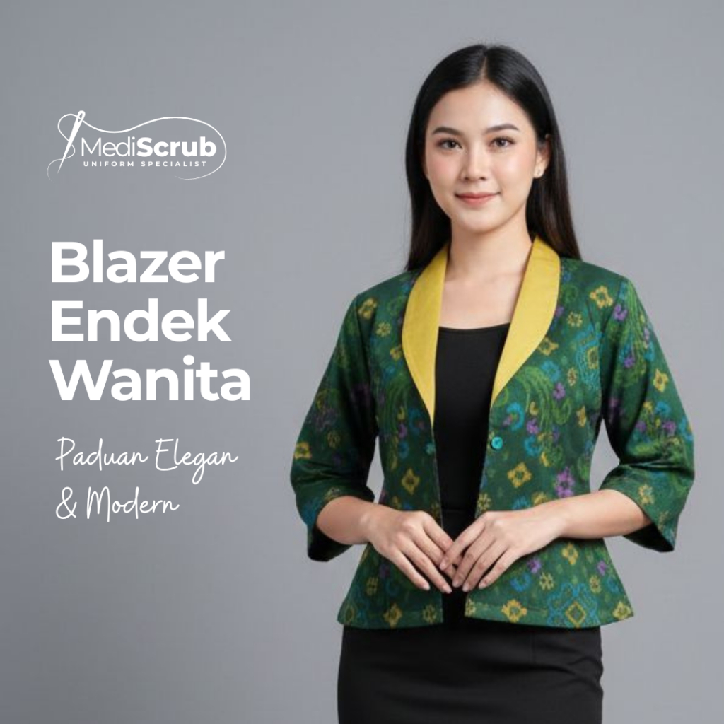 Mediscrub.id - Blazer Endek / Outer Wanita Baju Kerja Lengan 3/4