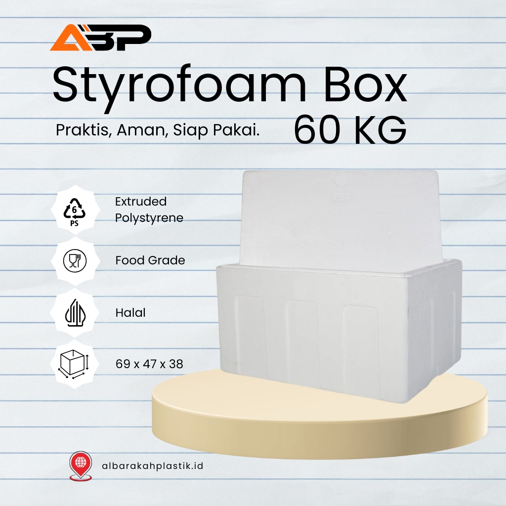 Styrofoam Box 60 Kg- Box Sterofoam Kotak Foam Cooler Box | Box Makanan Frozen| Pengiriman |Box Gabus