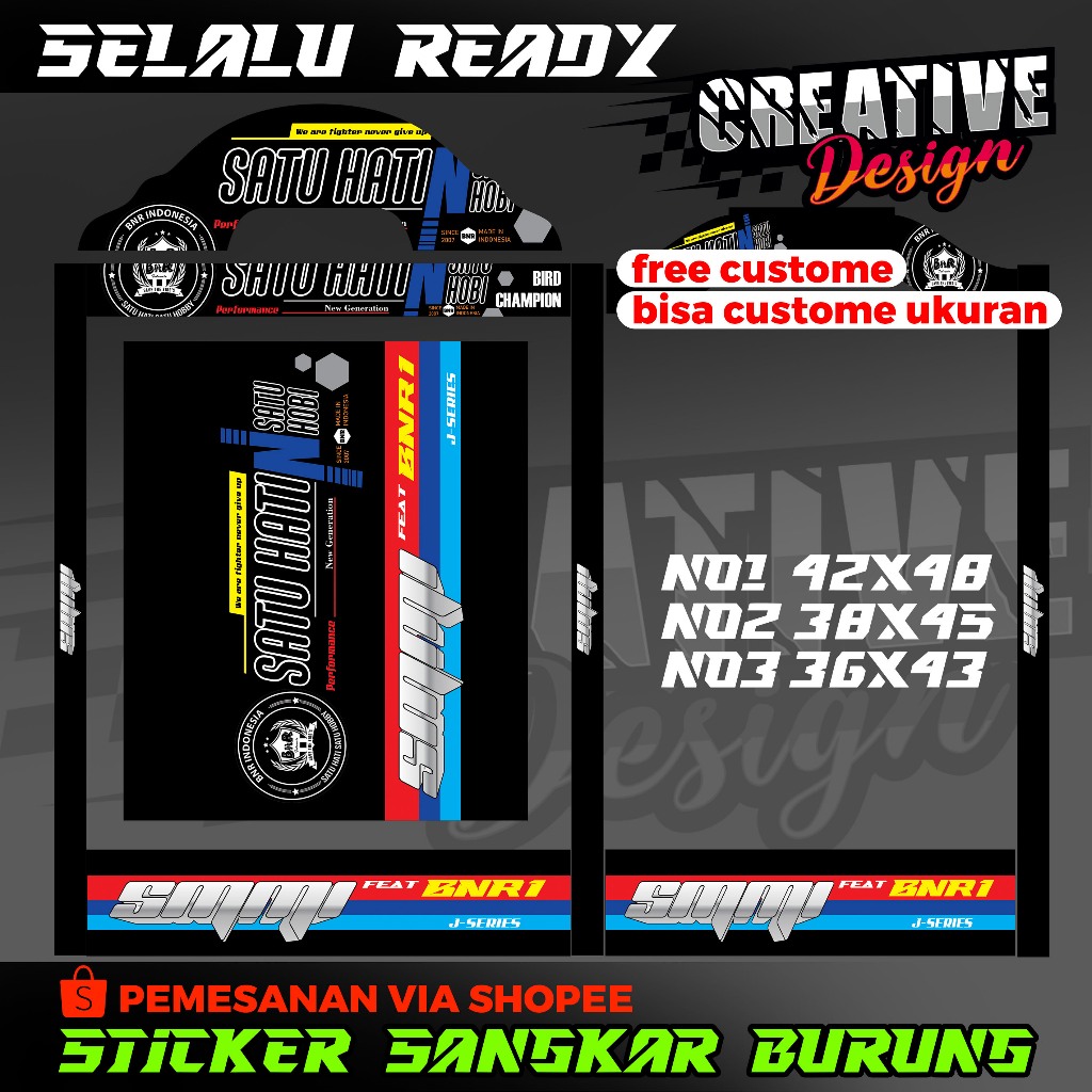 STICKER DECAL SANGKAR KOTAK KIPAS SATU HATI