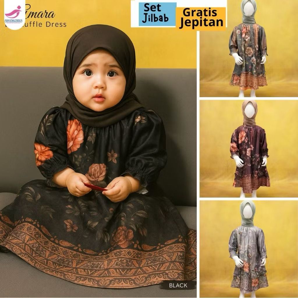Gamis Anak Motif Bunga 2026 | Gamis Muslim Kids Elegan | Dress Pesta & Lebaran