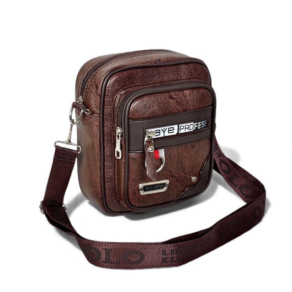Tas Pria Tas Selempang Kulit Sintetis Pria Wanita Original Polo Amstar