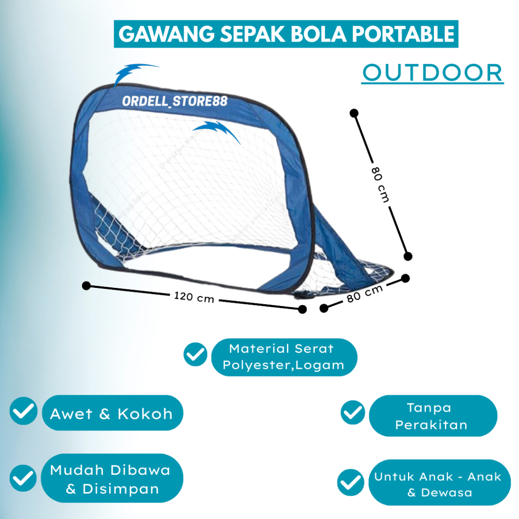 Gawang Futsal Portable Jaring Mini Football Goal Gawang SepakBola