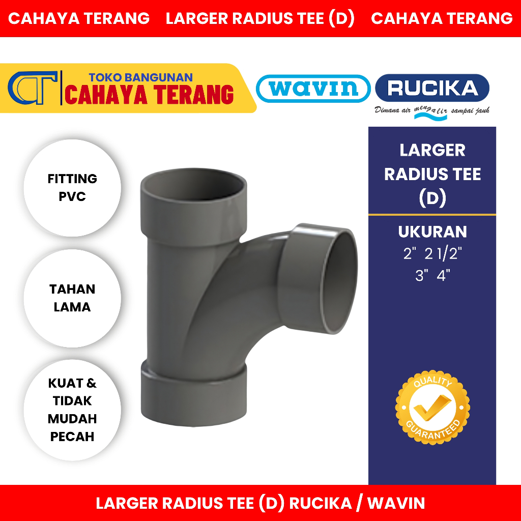 TEE R LARGER RADIUS TEE (D) RUCIKA / WAVIN 4" 3" 2"