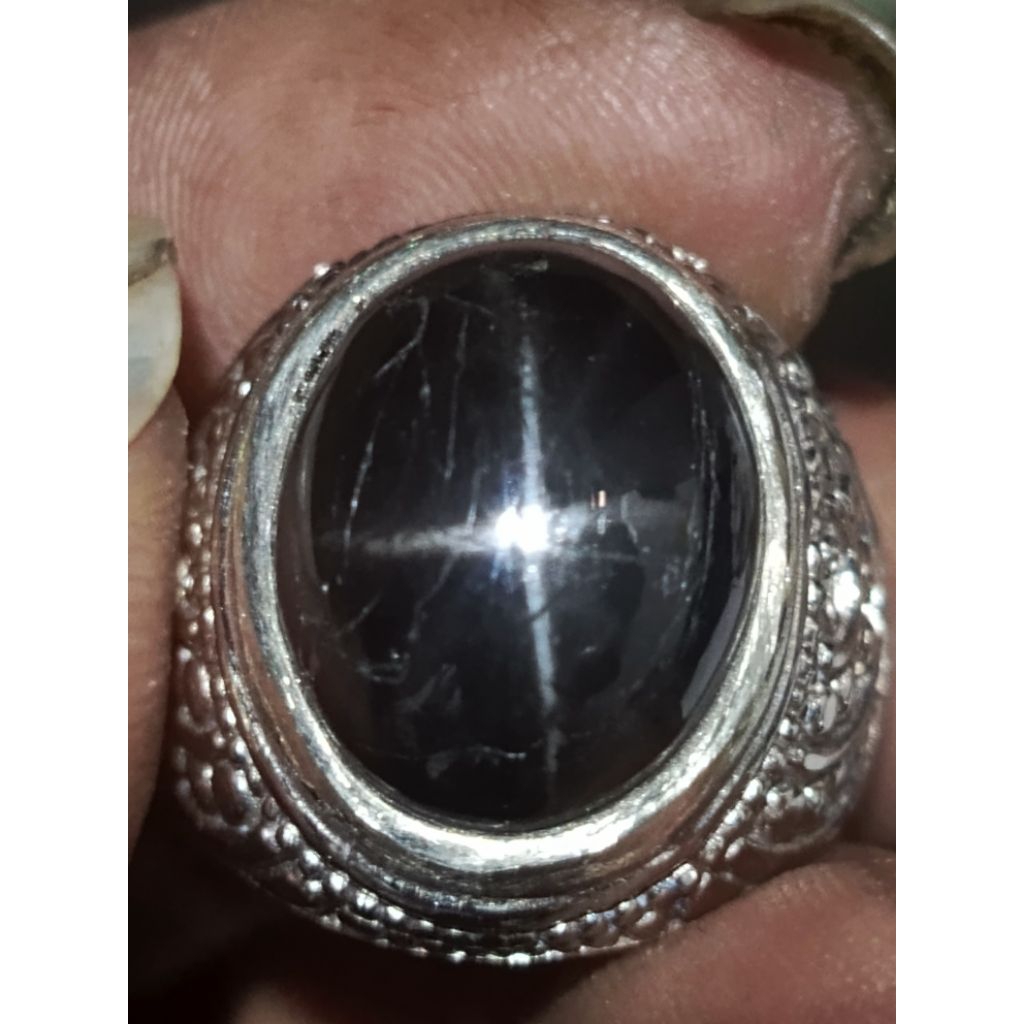 batu asli nilam Cahya star super mewah ikat alpaka krum