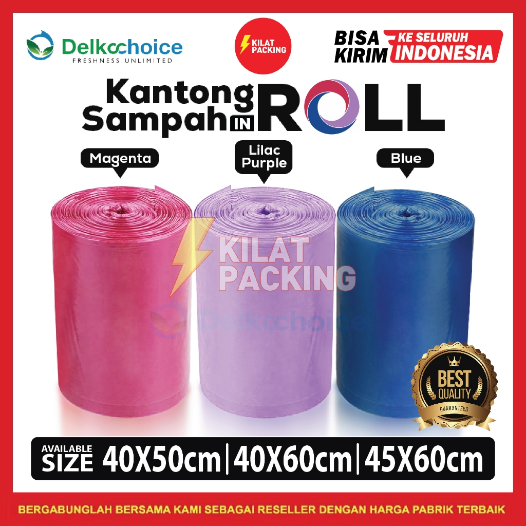 Kantong Plastik Sampah Roll Warna Jumbo Trash Bag Delkochoice Roll