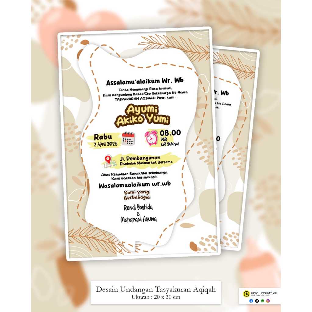 Desain undangan Tasyakuran Aqiqah/jasa desain