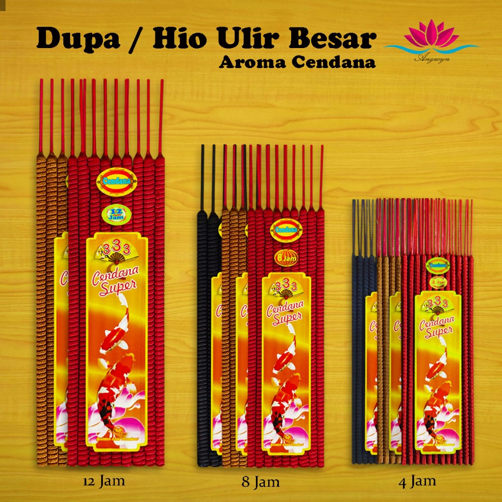 Hio Dupa Ulir Besar Wangi Cendana Lao Shan 4 jam, 8 jam, 12 jam (Grosir)