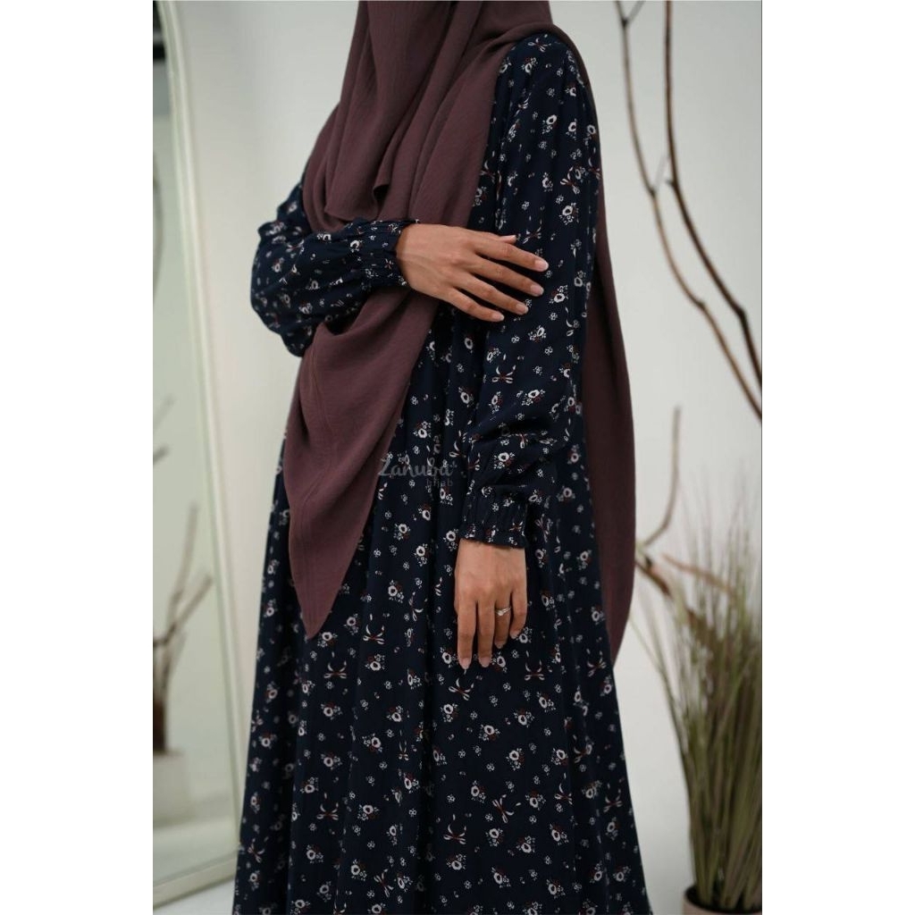 MINIROSE DRESS BY ZANUBA GAMIS SYAR'I PREMIUM RAYON MOTIF BUNGA CANTIK TERBARU / GAMIS DAILY DRESS M