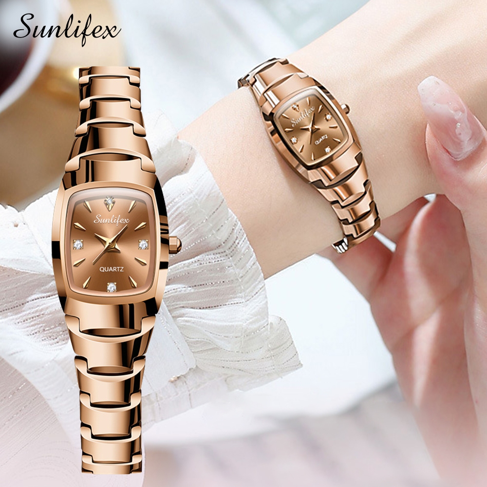 Sunlifex Jam Tangan Wanita Anti Air Original Mewah Style Tali Stainless Steel 9089 Jam Tangan Cewek