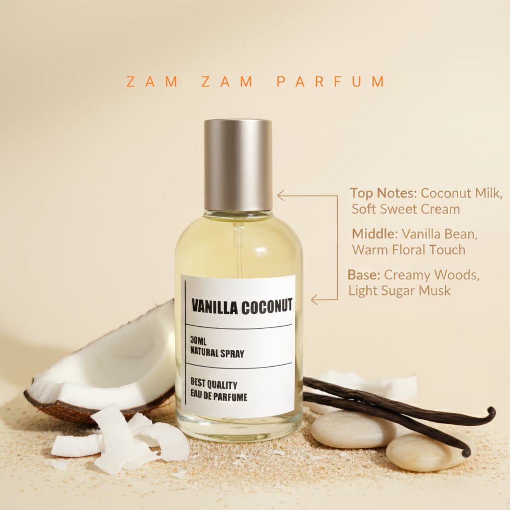 ( 30ml ) v4nila c0c0nut ZAM ZAM Parfum 30ml | Soft • Fresh • Best Seller