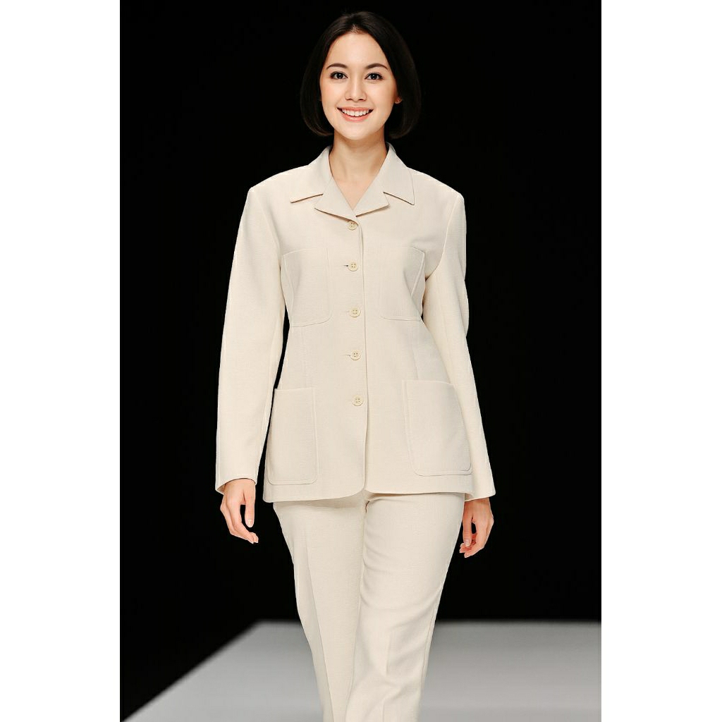 Blazer Wanita Preloved Blazer Putih Gading Outer Blouse Klasik Milky Ivory