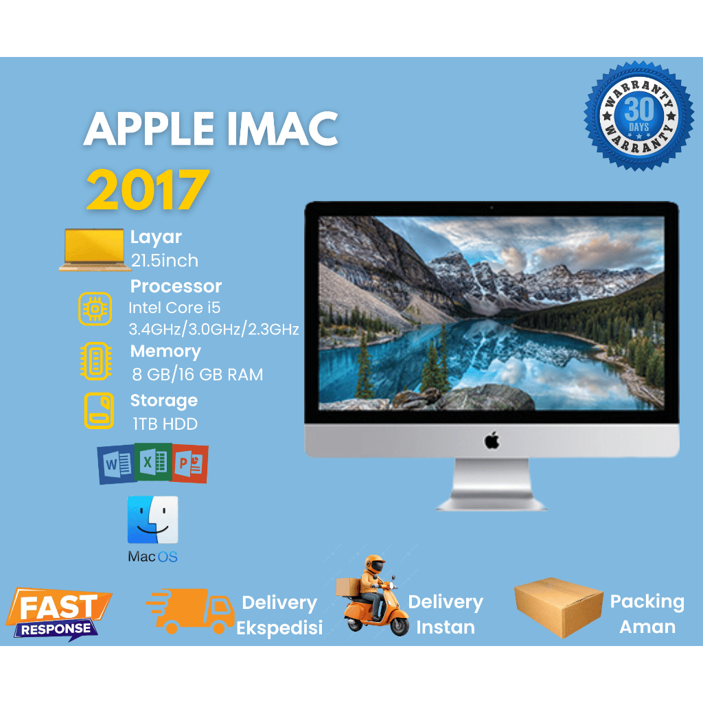 Apple iMac 2017 Retina 4K Intel Core i5 Ram 16GB HDD 1TB 21.5"