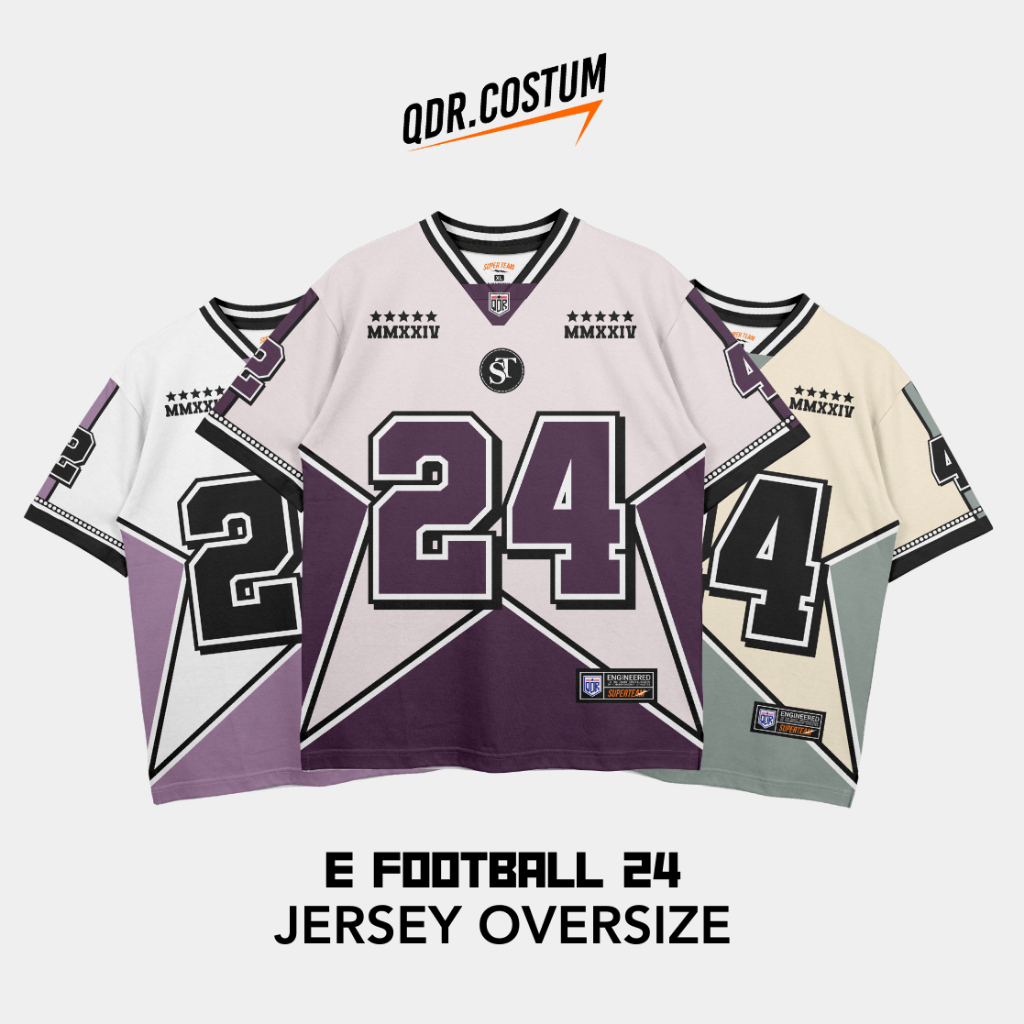 Baju Oversize EFOOTBALL 24 Jersey Olahraga NFL Vintage Classic Bahan Drifit Super Team - Sport boxy 