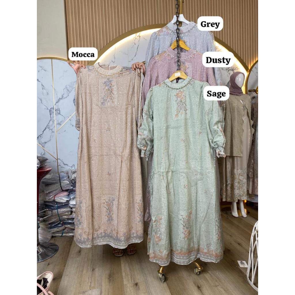 MADAMEMALLA PO 1477 GAMIS BRUKAT MIX TILE Fashion Muslim