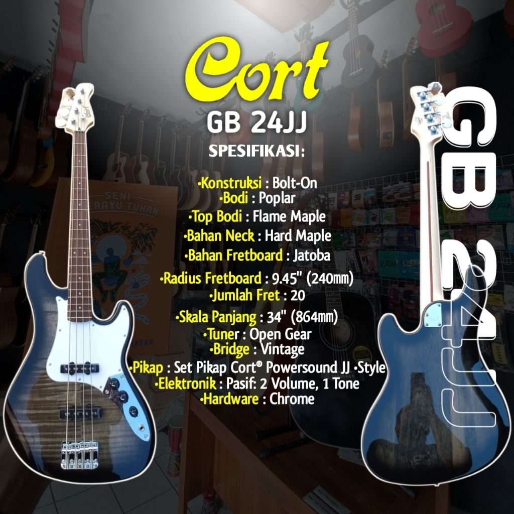 BASS ELEKTRIK CORT GB24JJ ORIGINAL BASS ELEKTRIK 4 SENAR CORT GB 24JJ