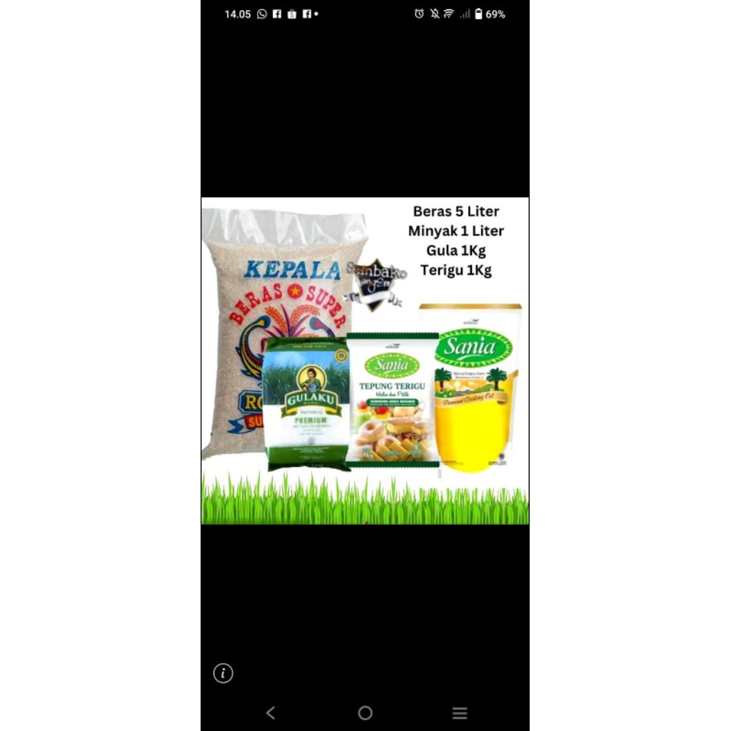 paket sembako beras, minyak,gula