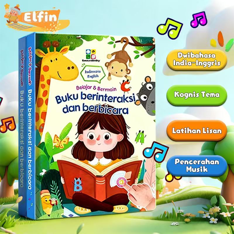 Buku Pintar Elektronik Edukasi Anak 2 Bahasa Interaktif Buku Belajar Membaca Ensiklopedi Berisi 14 T