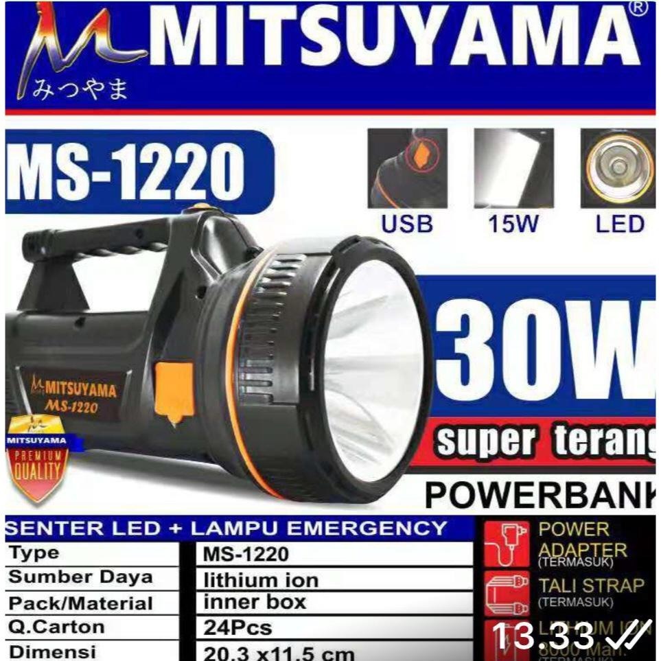 Senter Led + Lampu Emergency MS 1220 Mitsuyama / Senter Tangan Besar / Senter Tangan Cus Lampu