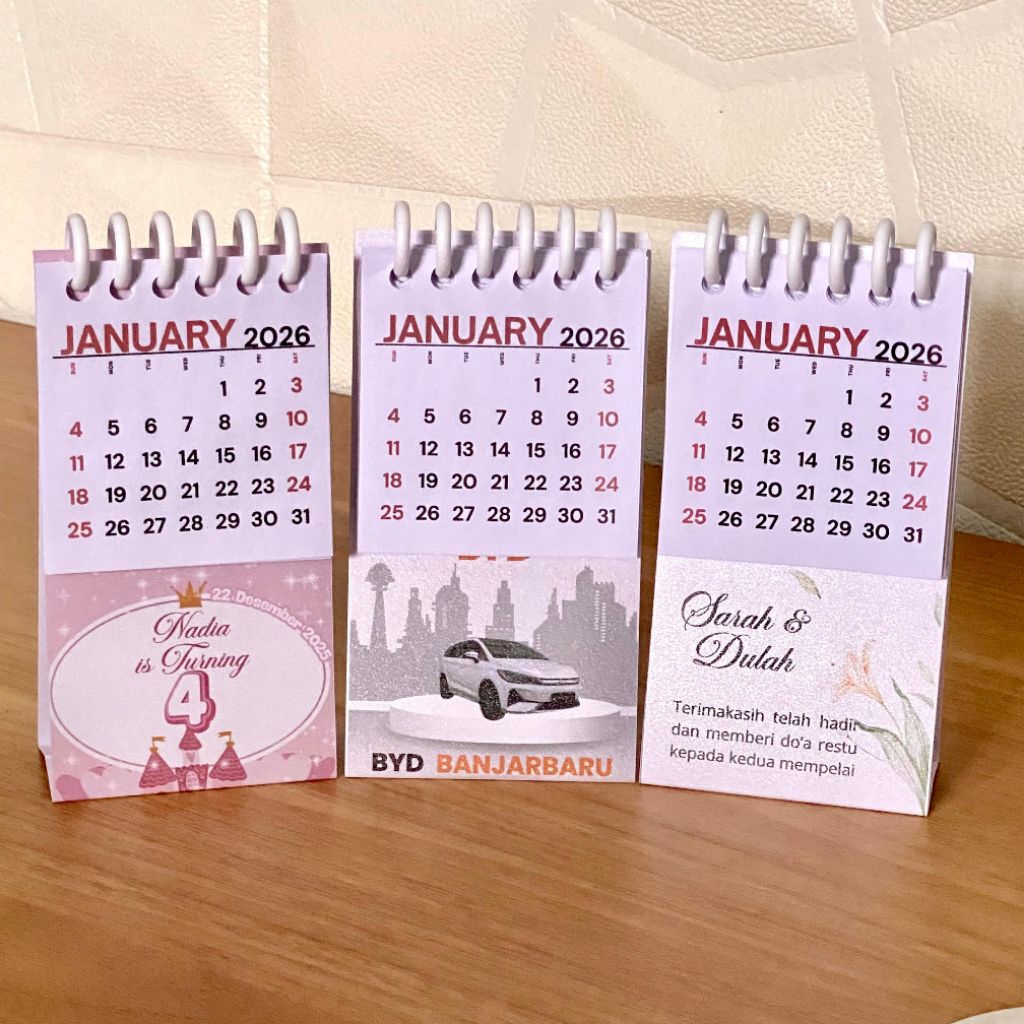 Kalender Custom Souvenir Pernikahan Ultah Promosi Usaha Kalender Duduk
